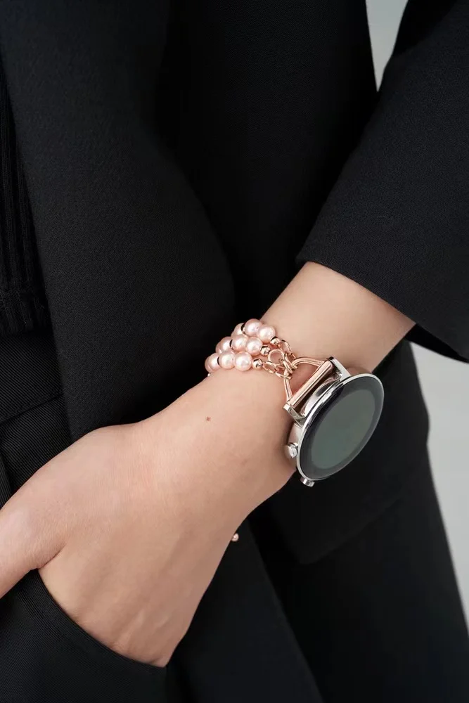 Pearl Lady Band for Samsung Galaxy watch 4 Clas 42mm 46mm Lady Strap for Samsung Galaxy watch3 41/45mm Link Huawei GT2 42/46mm