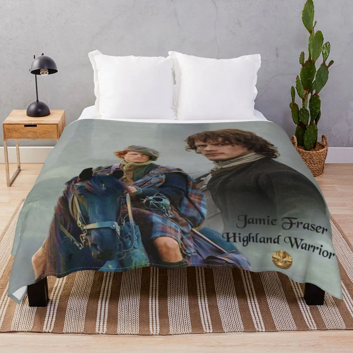 Jamie Fraser Highland Warrior Blankets Flannel Plush Print Breathable Throw Blanket for Bed Home Couch Travel Office