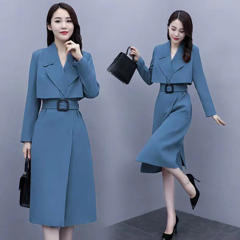 Женский модный костюм осень 2021 новое платье на бретельках топ куртка пальто