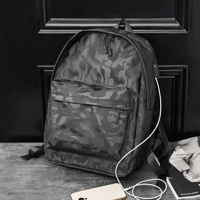

Brand Men Backpack Camouflage Leather School Backpack Bag Fashion Waterproof Travel Bag Casual Leather Book Bag Male