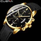Часы наручные CUENA Мужские кварцевые, роскошные Брендовые спортивные повседневные водонепроницаемые в стиле милитари, с кожаным ремешком
