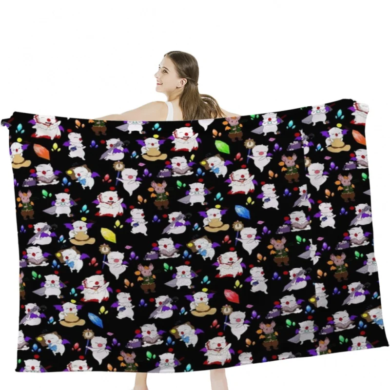 

Final Fantasy Moogles Throw Blanket Airplane Travel Decoration Soft Warm Bedspread