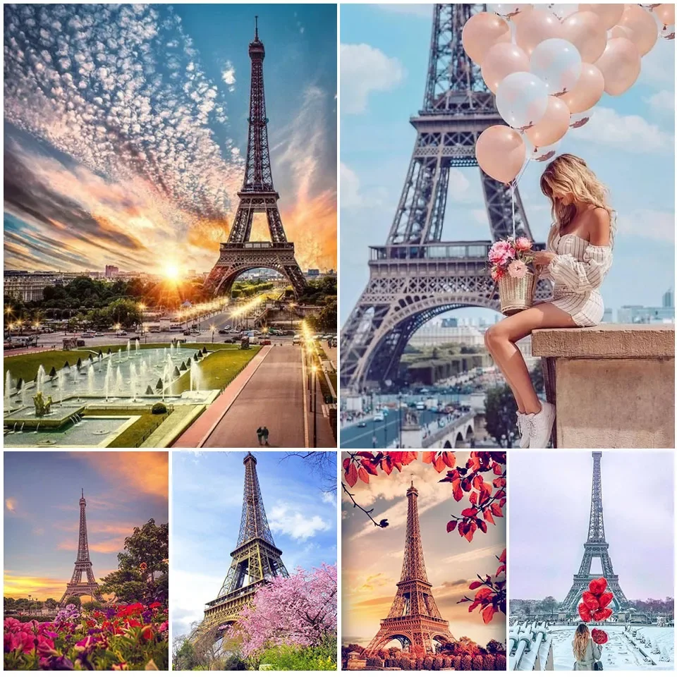 

5D Diy Diamond Painting Full Square Paris Tower Cross Stitch Kit Embroidery Mosaic Landscape Art Picture of Rhinestones Decor