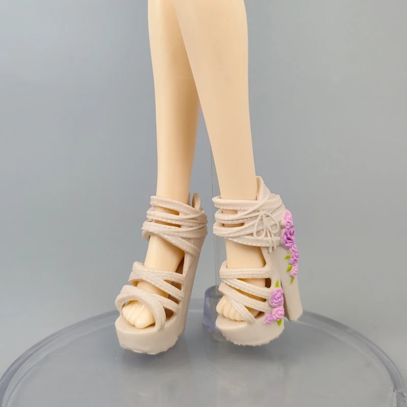 Желтые фиолетовые цветочные модные ботинки для кукол Monster High на высоком каблуке