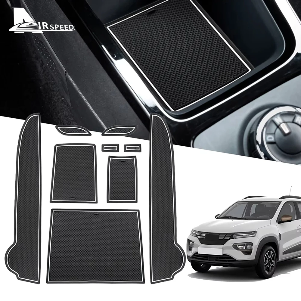Фото Противоскользящая накладка на слот для Dacia Spring Electric 2022 2023 2024, коврики для дверей автомобиля, аксессуары для подставок для Renault Kwid E-Tech №2