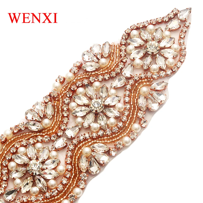 WENXI 5 шт. Свадебные бусины ручной работы Стразы Аппликации прозрачное розовое