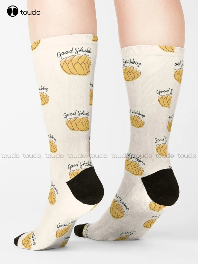 Good Shabbos Challah Socks Women'S Socks Cartoon Comfortable Best Girls Sports Street Skateboard Socks 360° Digital Print Retro