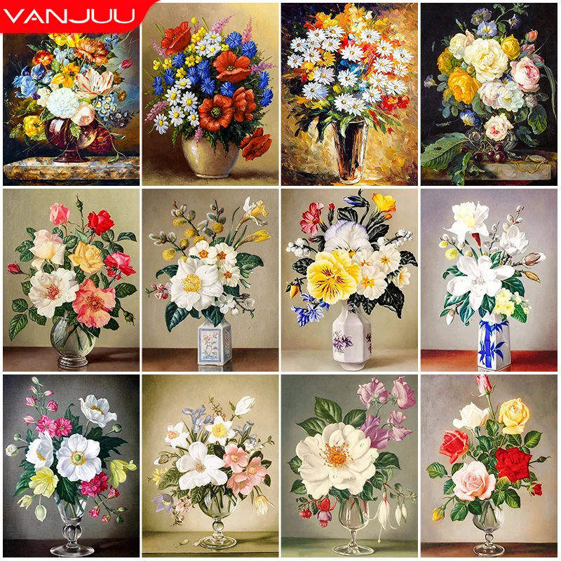 Diamond Painting Flower Vase Cross Stitch Kit Full Diamond Embroidery 5D DIY  Mosaic Rose Rhinestone Decoration Birthday Gift