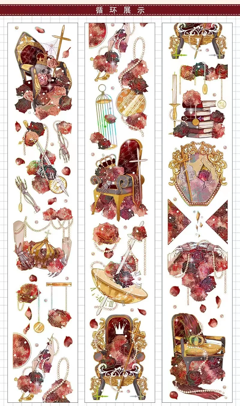 

10 Meter Shiny Scepter Rose PET Tape Flower Journal Washi Decoration Collage