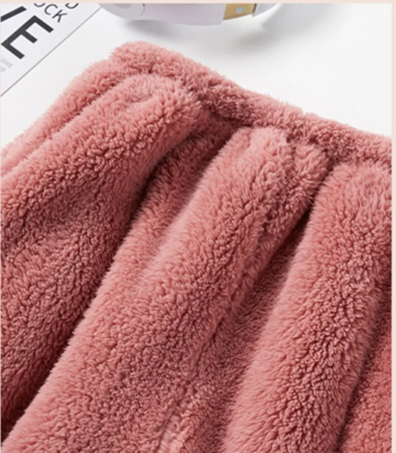 Lady's Winter Solid Two-Pieces Round Collar Pajamas With A Small Scarf Polyester Comfortable Thin Slim Fit Neckline Sleepwear