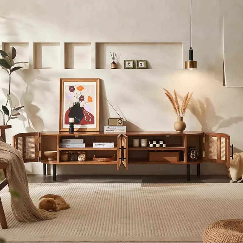 Подставка для телевизора из ротанга низкая доска практичная подставка по