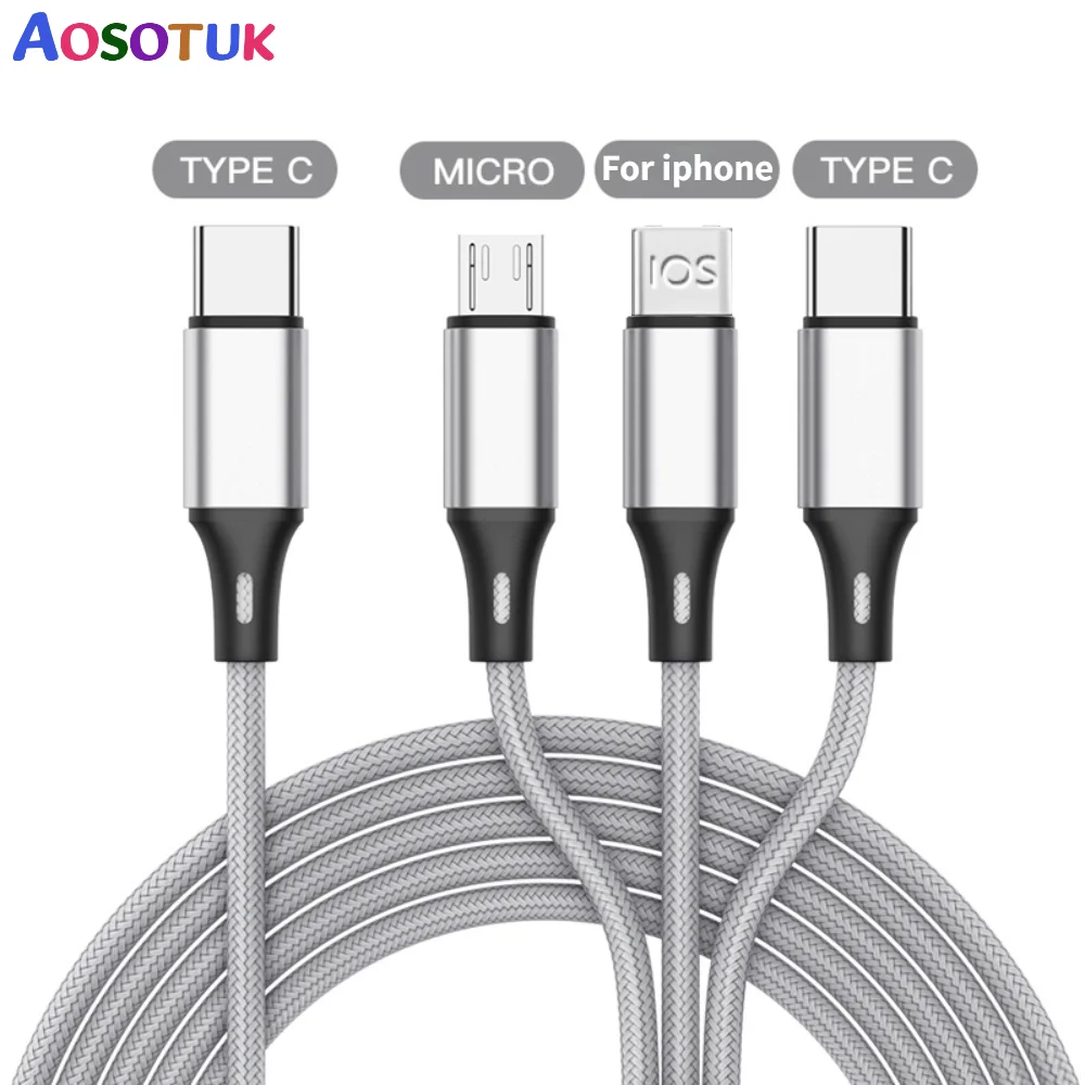 type c to usb быстрая доставка Кабель зарядный 3 в 1 с USB C на Micro USB Тип C PD для iPhone 13 12 Xiaomi xiaomi 12poco f3 redmi note 12 pro plus  Honor xiaomi 13 xiaomi 12 pro huawei  realme 11  xiaomi 12t pro