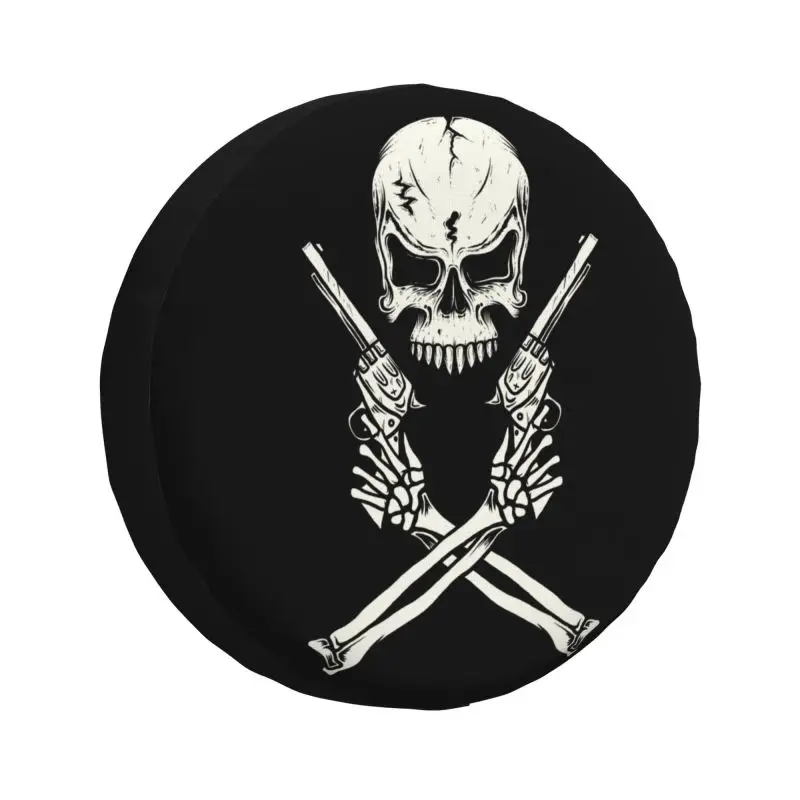 

Custom Skull Gun Pistol Death Tattoo Spare Tire Cover for Honda CRV 4WD 4x4 Trailer Car Wheel Protectors 14" 15" 16" 17" Inch