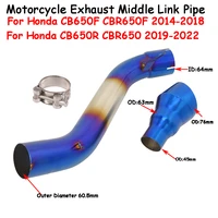 motorcycle exhaust modify 60mm interface mid link pipe moto muffler for honda cb650f cbr650f 2014 2018 cb650r cbr650 2019 2022