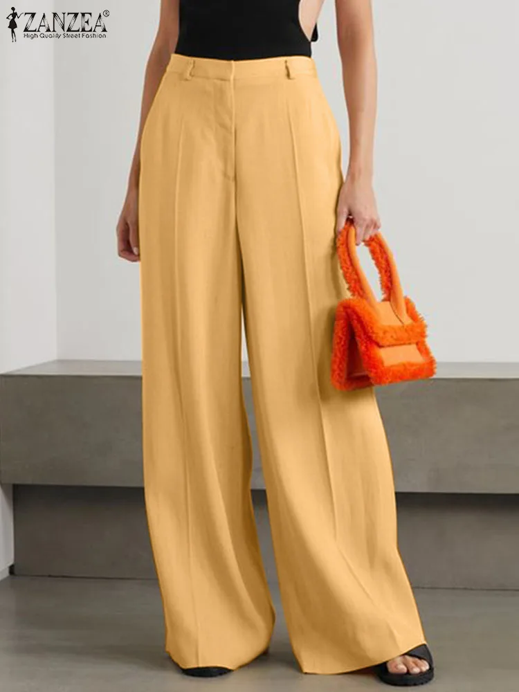 

ZANZEA Summer Fashion Pants Women Elegant Work OL Suit Trousers Streetewar Wide Leg Pantalon Female Causal Office Pants Palazzo