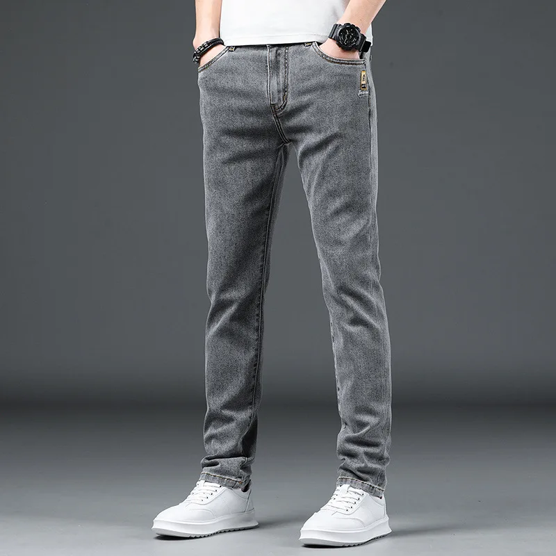 

2022 Summer Men's Slim Jeans Men's Fashion Business Style Straight Pants Men's Korean Version Trend Jeans Men's Clothing