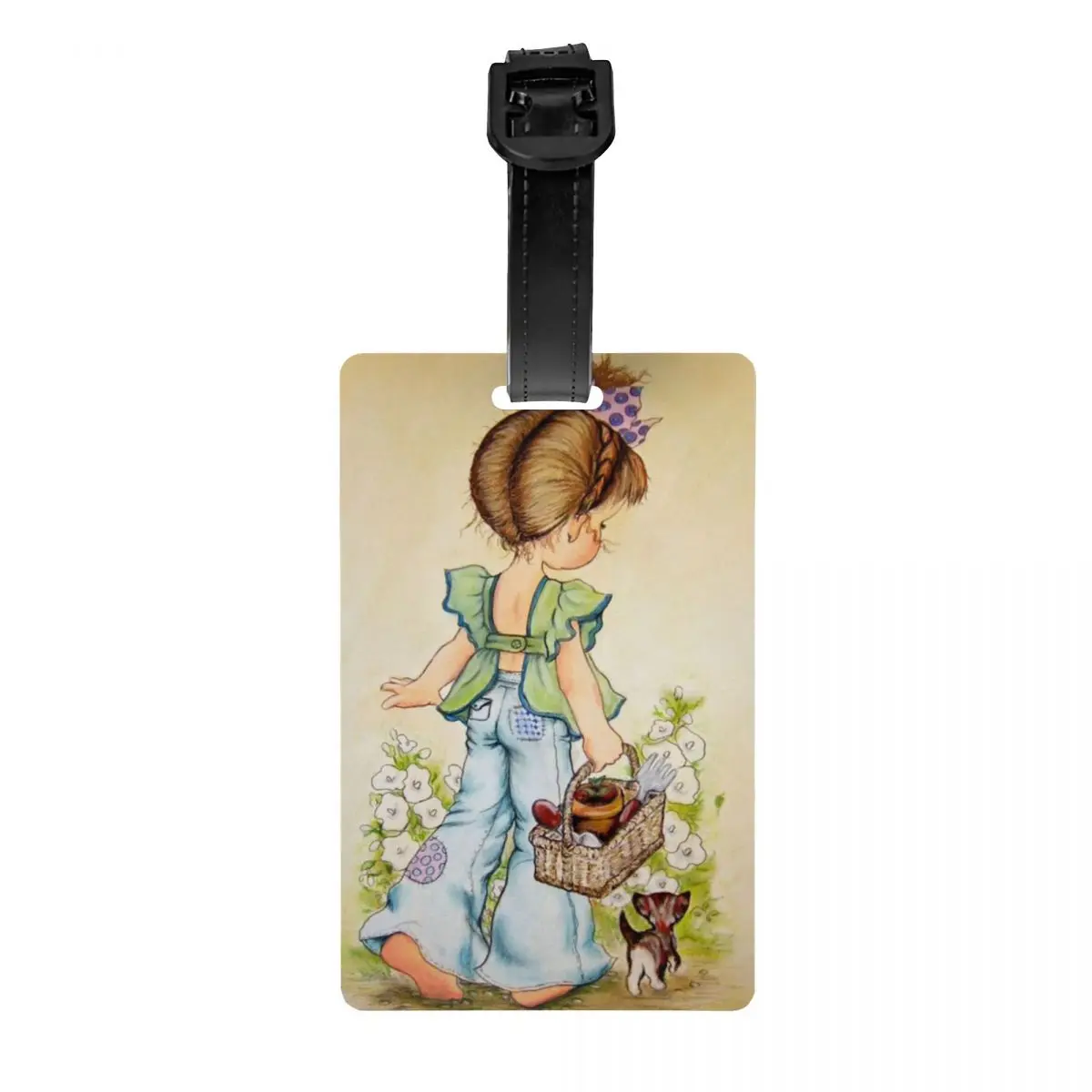 

Custom Sarah Kay Cartoon Luggage Tag With Name Card Flower Girl Privacy Cover ID Label for Travel Bag Suitcase