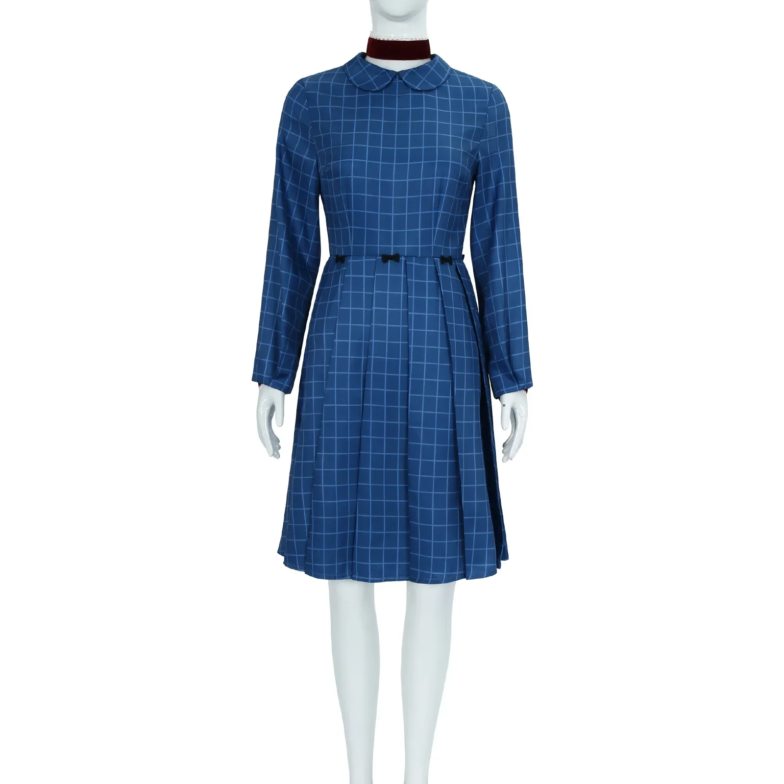 Недавно страшный фильм Сирф Эстер Колман костюм для косплея синее клетчатое