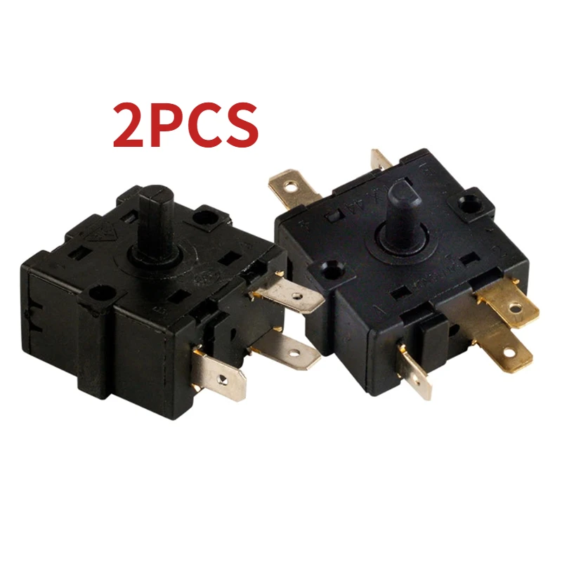 

2PC 16A 5 Pin AC Electric Heater Gear Knob Switch Rotary Selector Thermostat Switch Temperature Control Switch 250V