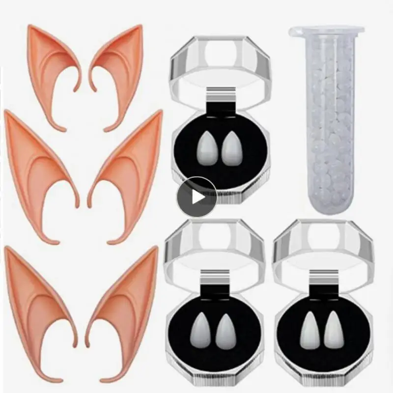

Simple Cosplay Props Cute Halloween Party Decoration Supplies 1 Set Funny Fangs Set Halloween Costumes Creative Safety Elf Ears