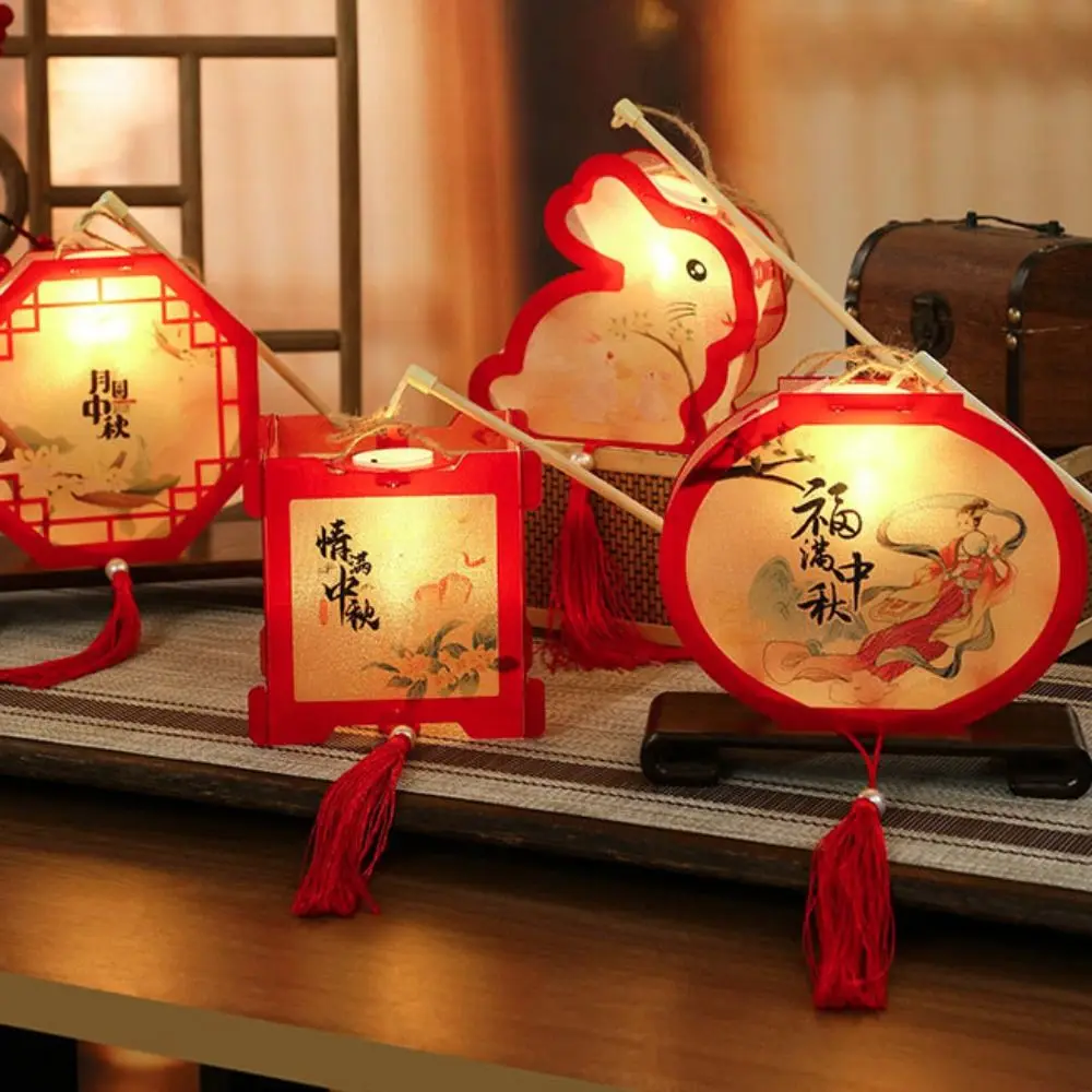 

Plastic Luminous Lantern Chinese Traditional Style Rabbit/octagon Shaped Glowing Lanterns Electronic Windproof Children