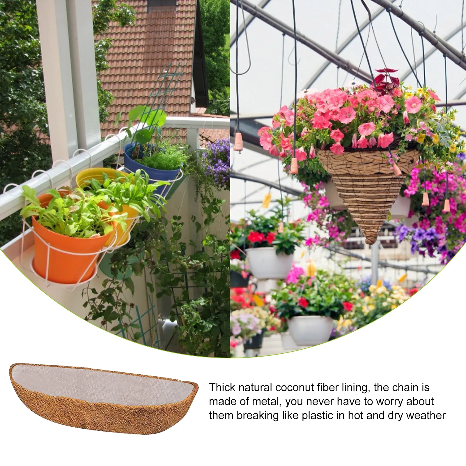 

Coconut Planter Liners 24''/30''/36''/48'Coco Liner For Baskets Natural Coconut Fiber Plant Basket Liner For Window Balcony Wall