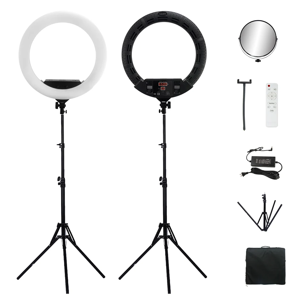 

100W 22" Ring Lamp 55cm Remote Control Ring Light Kit Super Bright LED Ring Lamp For Makeup Beauty Nail Handbag Tripod FD640