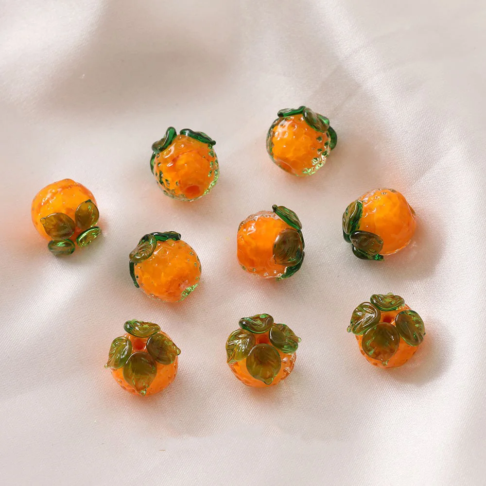 4PCS Glass Fruit Beads Persimmon Pineapple Strawberry Orange DIY Making Supplies Earrings Necklace Bracelet Accessories