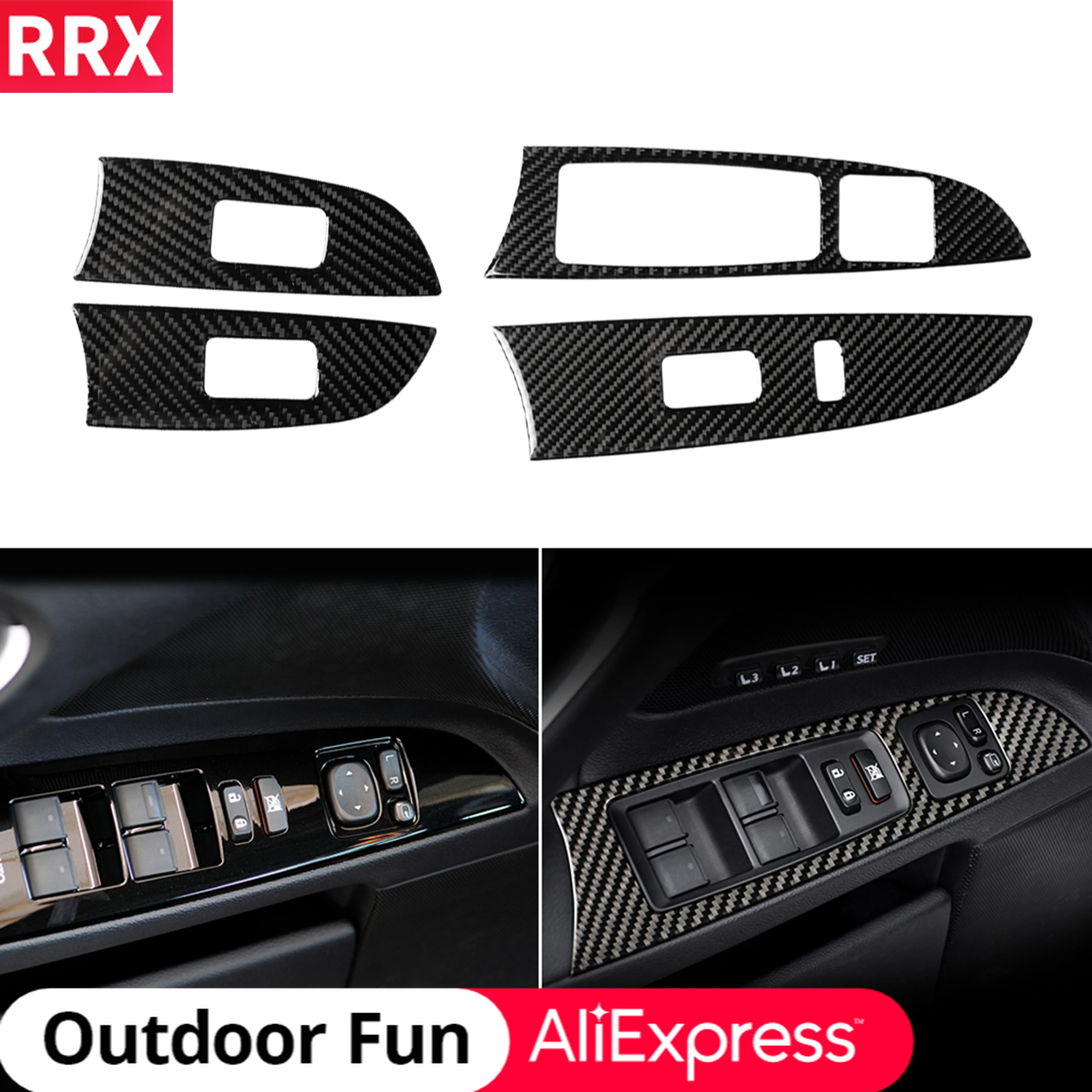 

RRX For Lexus IS250 300 350C 2006-2012 Carbon Fiber Window Lift Panel Cover Sticker Lift Switch Button Frame Trim Car Styling