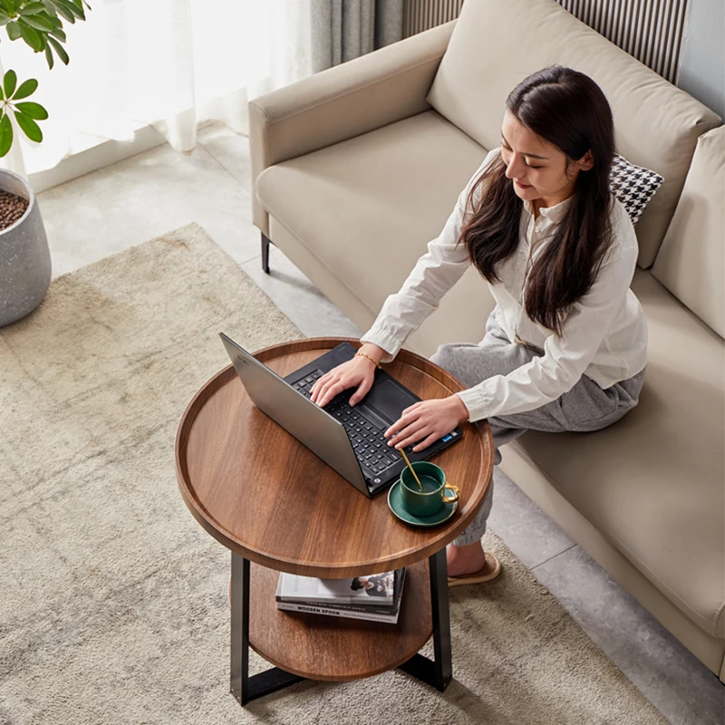 

Wood Storage Coffee Table Nordic Round Modern Side Coffee Table Makeup Living Room Small Dining Low Purified Room Decor.