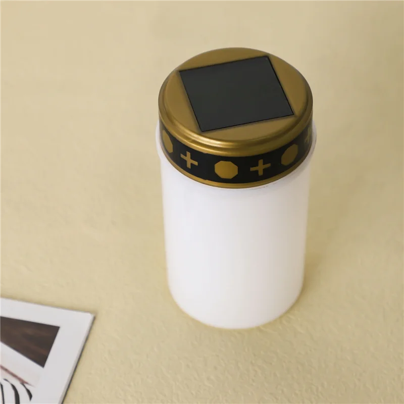 Белая могила свеча для кладбища солнечные фонари с освещением светодиодный