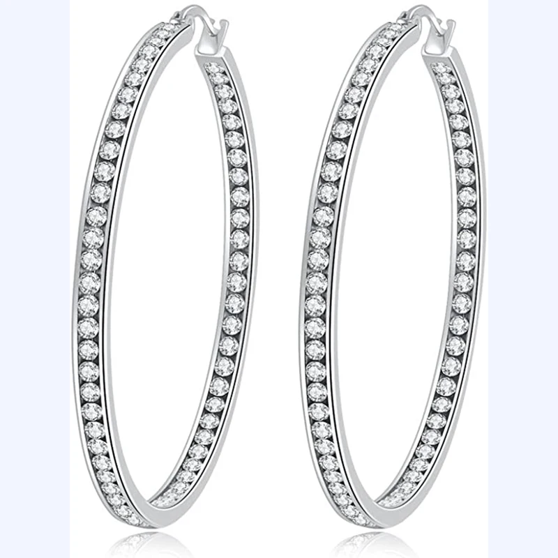 

Crystal Stainless Steel Hoop Earring for Women Hypoallergenic Jewelry for Sensitive Ears Large Big Hoop Earrings Hoops Jewelry