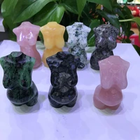 natural healing rose quartz female model statue hand carving pink crystal plump sexy girl body figurine crafts home decor gift