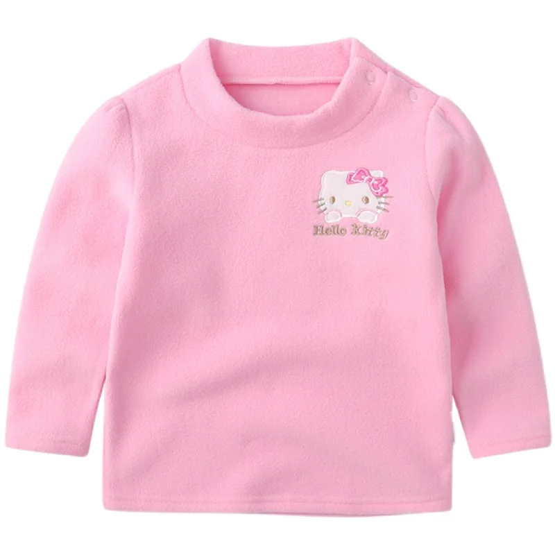 

Hello Kitty Spring and Autumn Baby Polar Fleece Long Sleeve Tops Children's Clothing Girl New Pullover Cartoon Top