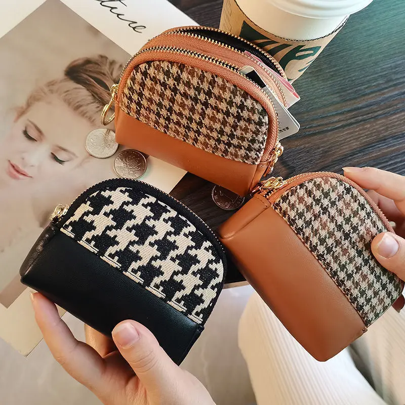 

Vintage Coin Bags Fabric Coin Purse Women Double Zipper Small Wallet Key Pouch Travel Card Holder Fashion Female clutch bag