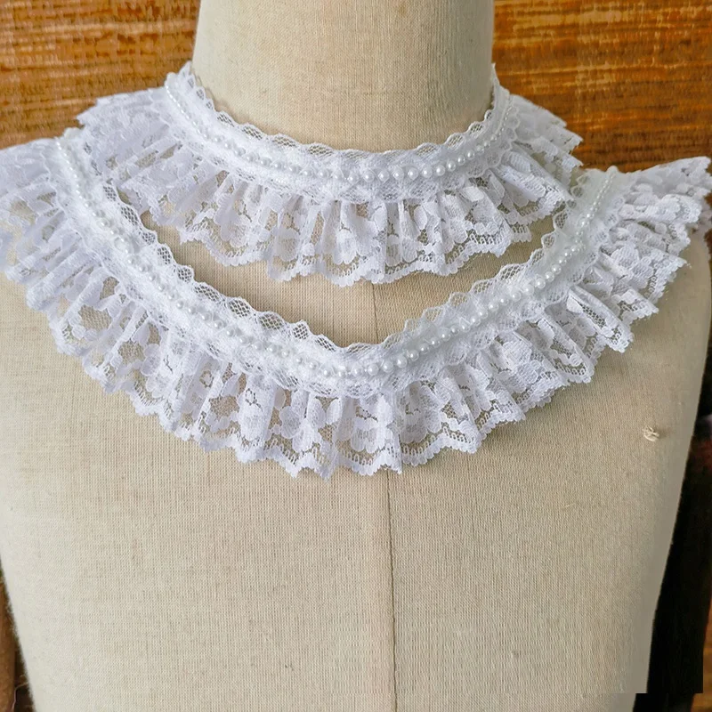 

Отбеленное белое Плиссированное кружево, Фотоштора, цветочное украшение, Лолита, фартук, отделка, кружево, 1 м, 4 см