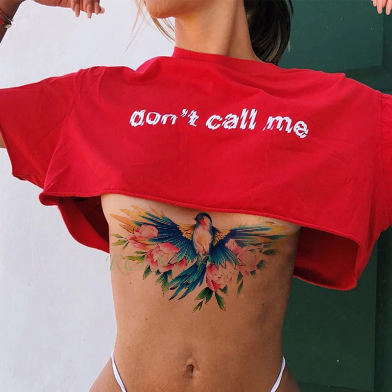 Водостойкая Временная тату-наклейка птица роза искусственная тату флэш-тату