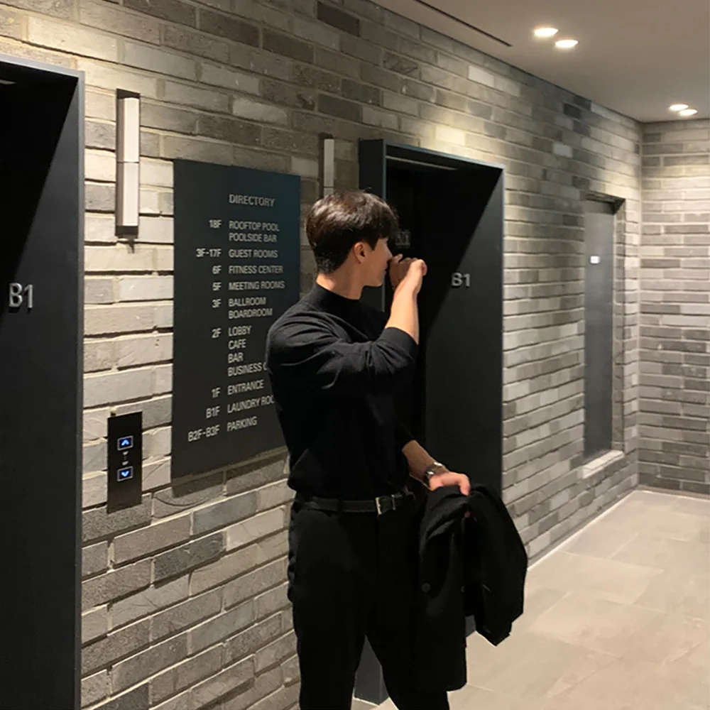 Осенне-зимний свитер с высоким воротником для мужчин однотонная универсальная