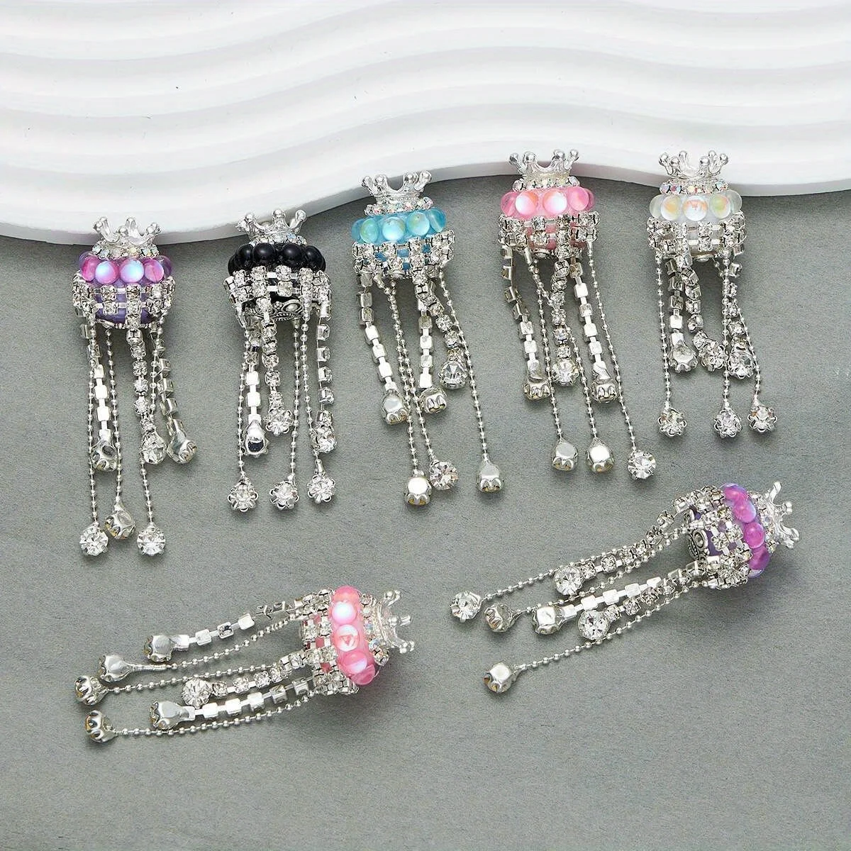 4 шт. цепочка с кисточками в форме короны хрустальные бусины круглые стеклянные