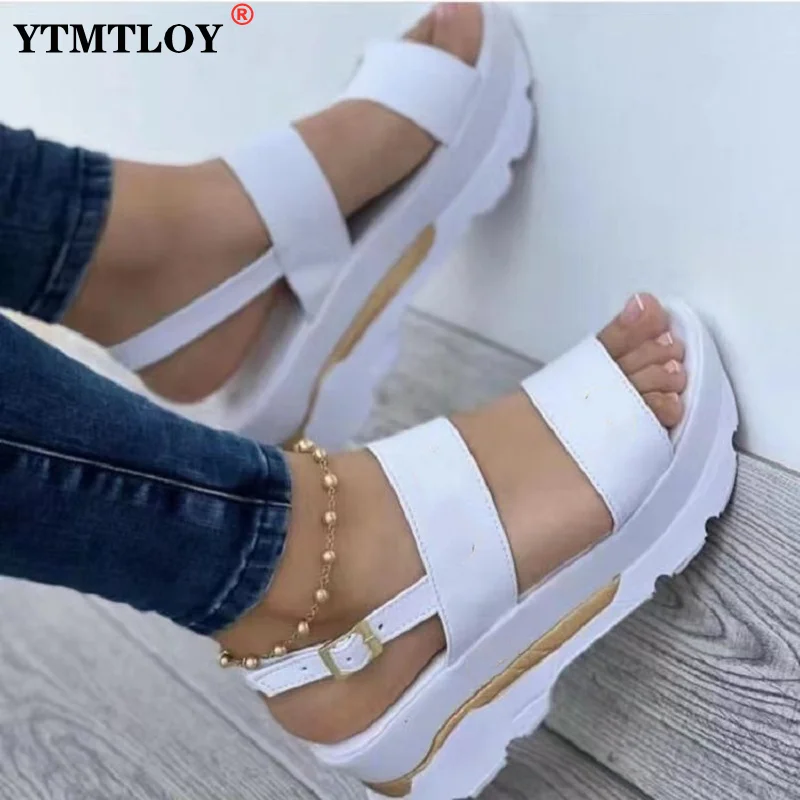 

Platform Sandals New Summer Chunky High Heels Female Wedges Shoes for Women Fish Toe White Sandalia Feminina Height Increasing