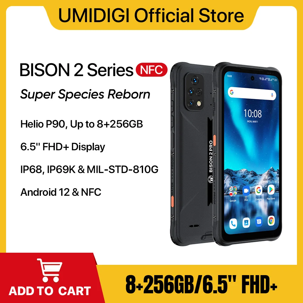 UMIDIGI Bison 2 Series Rugged Phone, 128GB 256GB, Android 12 Smartphone, Helio P90 6.5