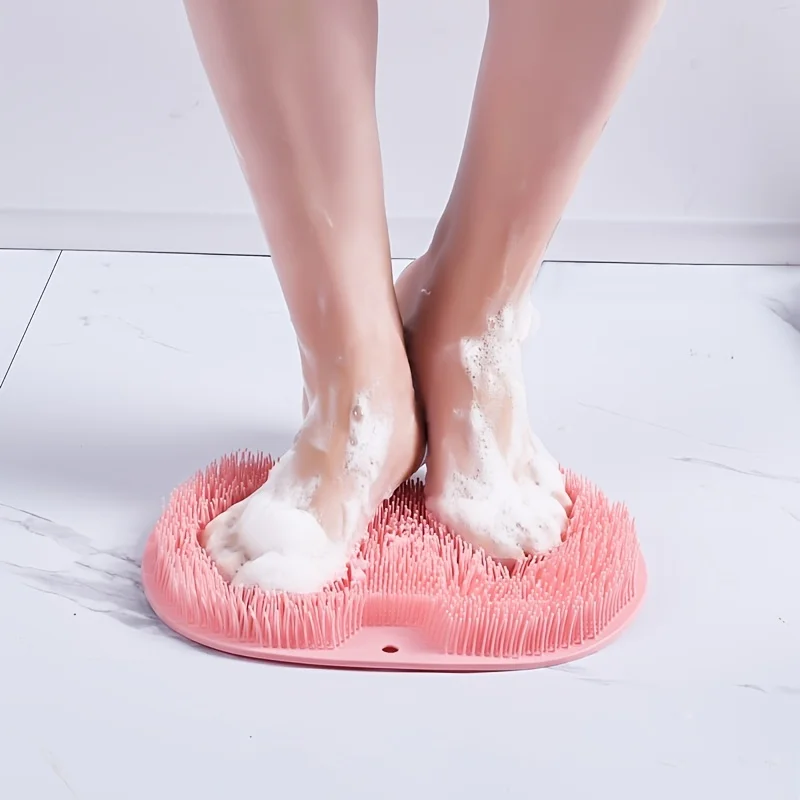 

Apple-shaped Wall-mountable TPE Rubbing Pad with Suction Cup Fixed Foot Massage Pad Personal Cleaning Foot Bath Brush Bath Mat