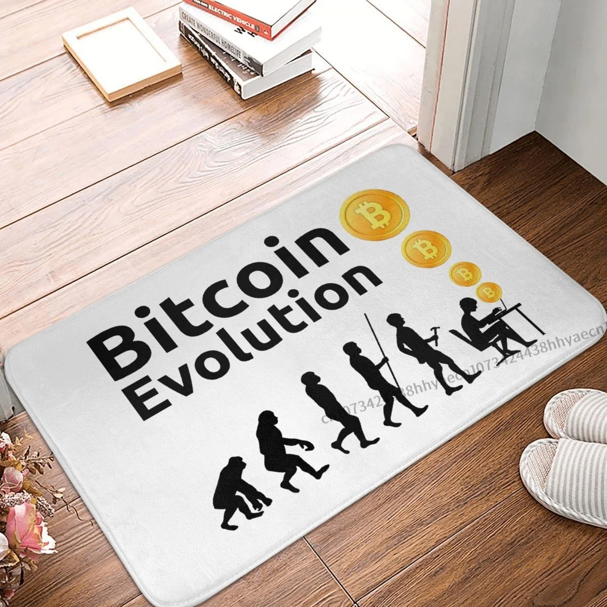 

Cryptocurrency Art Anti-Slip Doormat Living Room Mat Bitcoin Evolution Tapestry Balcony Carpet Welcome Rug Indoor Decorative