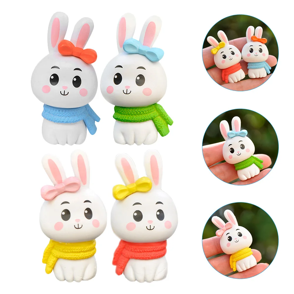 

4 Pcs Mini Terrarium Figurines Home Decor Mini Garden Rabbit DIY Terrarium Crafts Ornament Miniature Animal Figurine