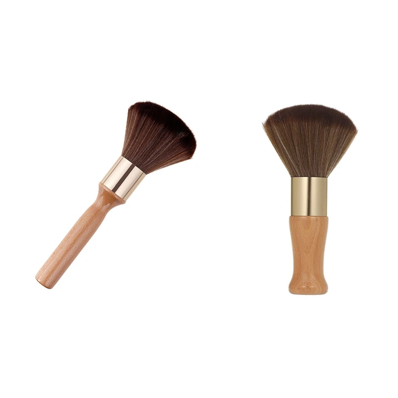 

Neck Duster Brush, Large Wooden Handle Soft Bristles Neck Hair Brush Face Cleaning Hairbrush Hair Cutting Tools