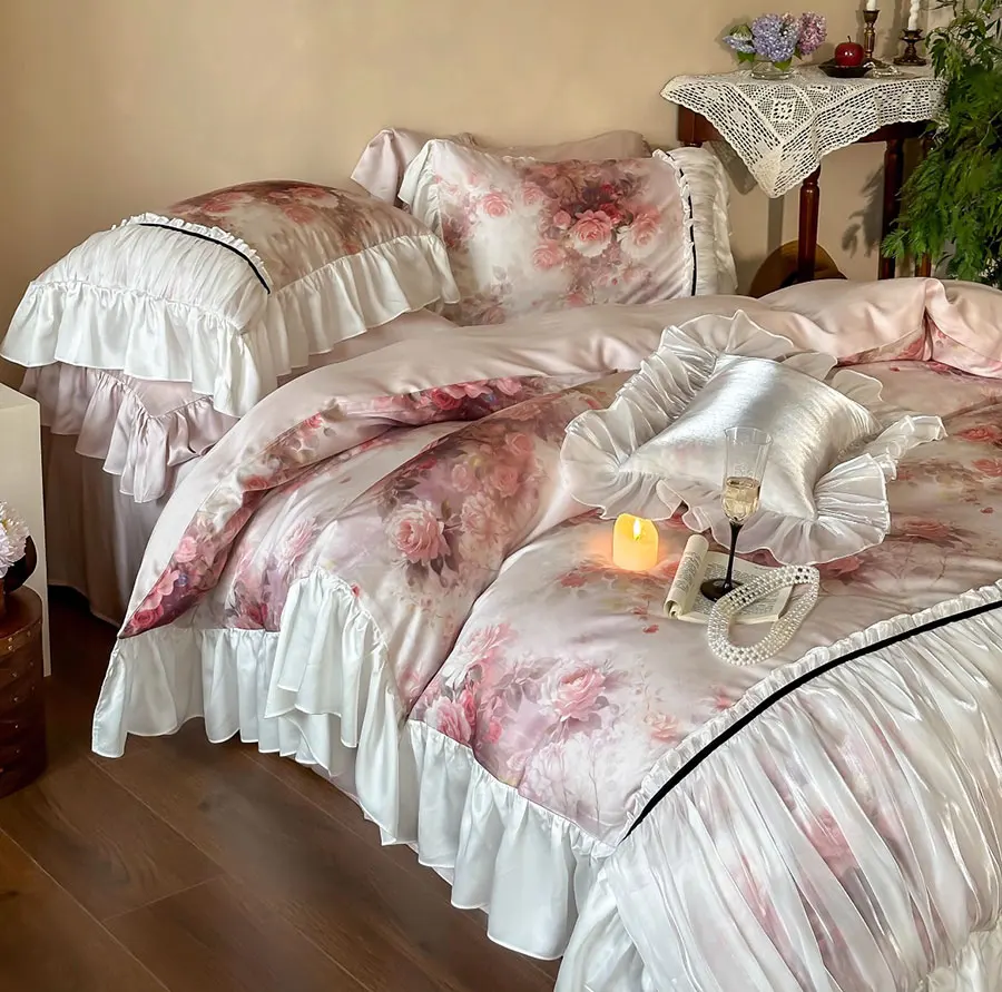 Элегантный комплект постельного белья fairyfair с цветочным рисунком зеленого и