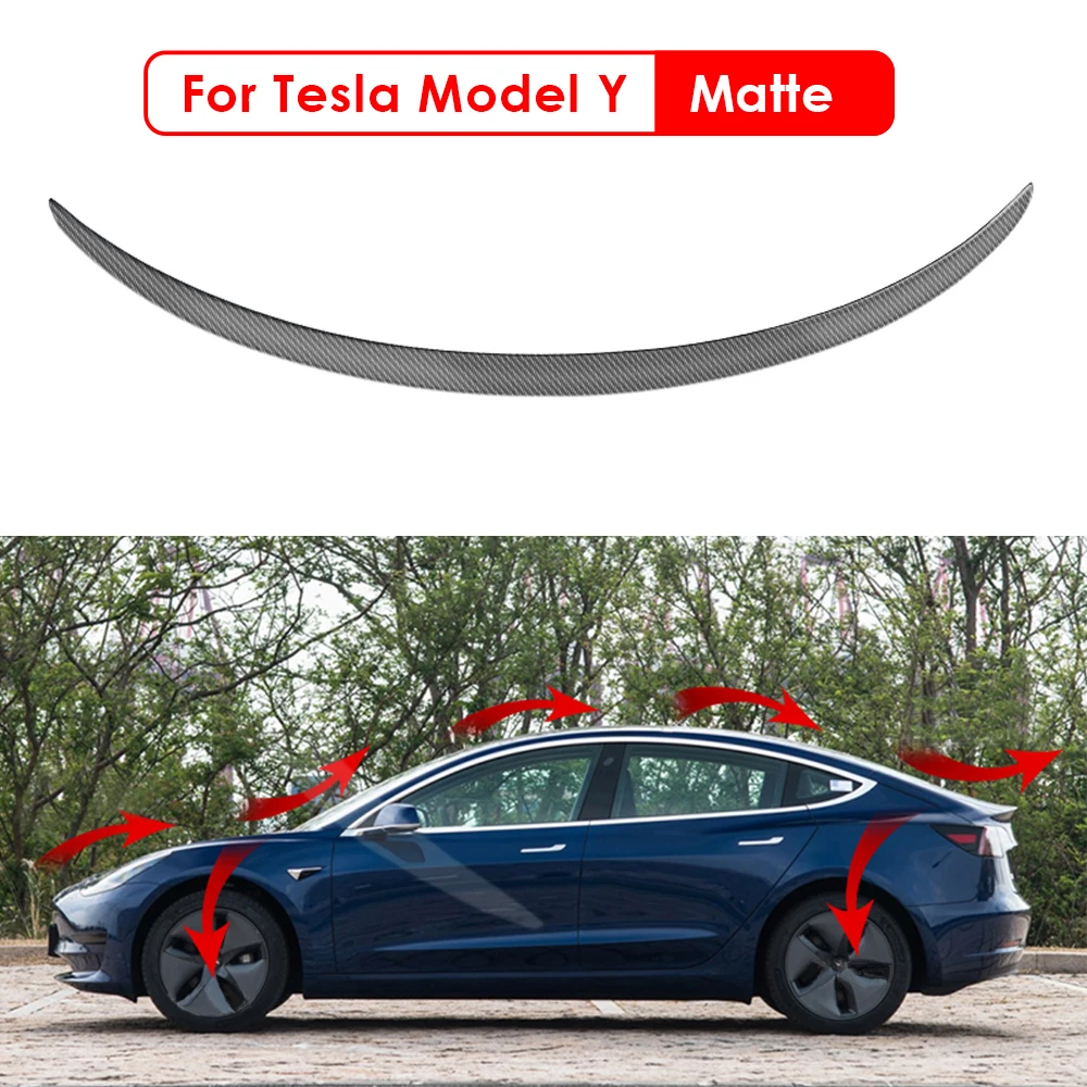 

Спойлер для крыла багажника из настоящего углеродного волокна для Tesla Mode Y Model 3 2017-2024, оригинальный автомобильный фотоэлемент из настоящего углеродного волокна