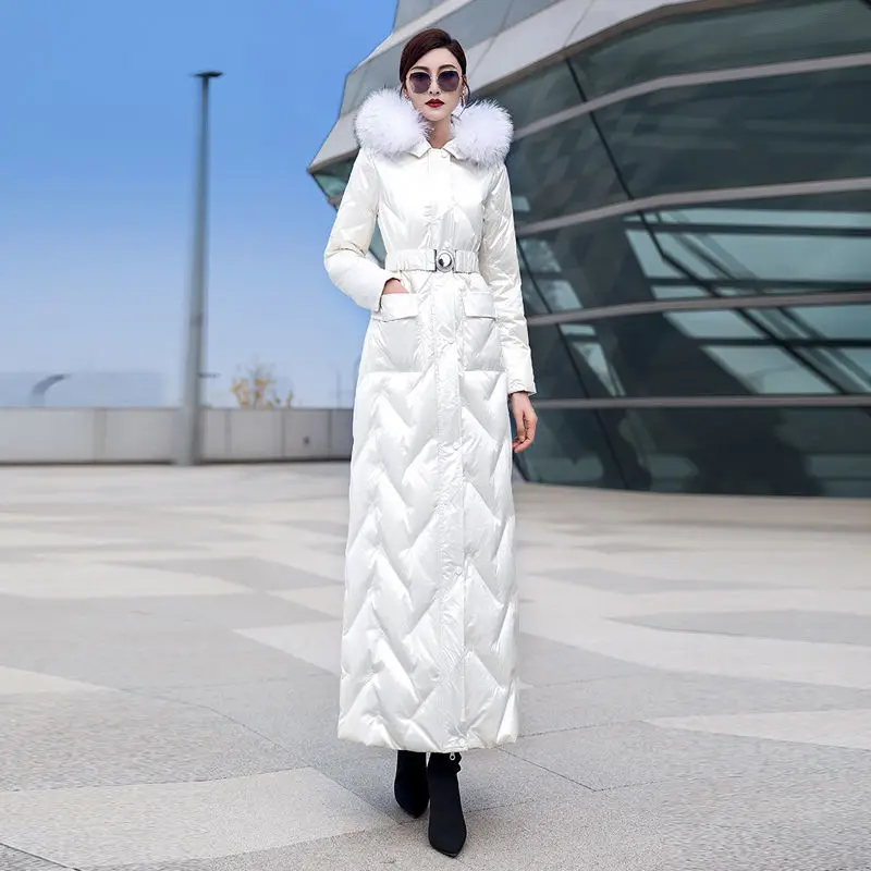 

Woman Cotton Padded Fur Parka New Female Long Big Fur Collar Winter Jacket Ladies Thick Warm Parkas Outerwear Hooded Clothe G348
