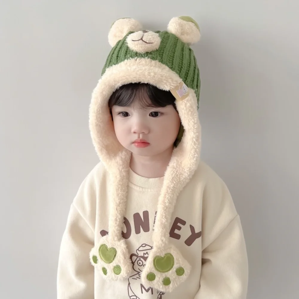 

Winter Autumn Cute Cartoon Windproof Hat Warm Plush Knitted Wool Ear Protection Cap Bonnet Beanie Christmas Hats for Boys Girls