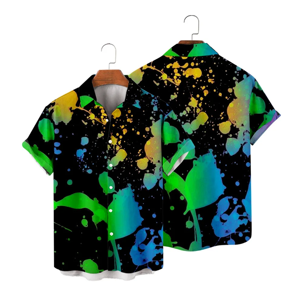 Men's Shirts Hawaii Shirt Short-Sleeve Aloha Casual Beach Creative Graffiti Streetwear